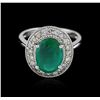 Image 2 : 14KT White Gold 2.87 ctw Emerald and Diamond Ring