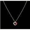 Image 2 : 0.45 ctw Ruby and Diamond Heart Pendant With Chain - 14KT Yellow Gold
