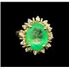 Image 2 : GIA Cert 10.23 ctw Emerald and Diamond Ring - 14KT Yellow Gold