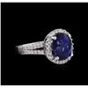 Image 1 : 14KT White Gold 6.64 ctw Sapphire and Diamond Ring