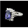 Image 1 : 14KT White Gold 3.90 ctw Tanzanite and Diamond Ring