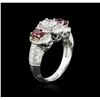 Image 3 : 14KT White Gold 0.84 ctw Ruby and Diamond Ring