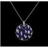 Image 1 : 1.68 ctw Blue Sapphire and Diamond Pendant With Chain - 14KT White Gold