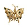 Image 1 : 14KT Yellow Gold 1.00 ctw Green Tourmaline and Peridot Butterfly Brooch