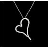 Image 2 : 1.18 ctw Diamond Heart Pendant With Chain - 14KT White Gold
