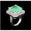 Image 4 : GIA Cert 19.14 ctw Emerald and Diamond Ring - 14KT White Gold