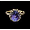 Image 2 : 3.75 ctw Tanzanite and Diamond Ring - 14KT Yellow Gold