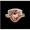 Image 2 : 14KT Rose Gold 7.68 ctw Morganite and Diamond Ring