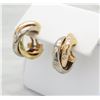 Image 4 : 0.25 ctw Cartier Trinity Diamond Earrings - 18KT Tri Color Gold