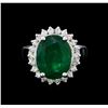 Image 2 : 6.97 ctw Emerald and Diamond Ring - 14KT White Gold