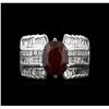 Image 2 : 4.17 ctw Ruby and Diamond Ring - 18KT White Gold