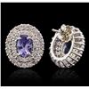 Image 2 : 14KT White Gold 1.40 ctw Tanzanite and Diamond Earrings