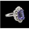 Image 2 : 6.06 ctw Tanzanite and Diamond Ring - 14KT White Gold