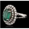 Image 1 : 14KT White Gold 3.16 ctw Emerald and Diamond Ring