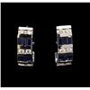 Image 1 : 1.50 ctw Sapphire and Diamond Earrings - 14KT White Gold