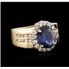 Image 1 : 14KT Yellow Gold GIA Certified 2.26 ctw Sapphire and Diamond Ring