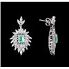 Image 2 : 1.97 ctw Emerald and Diamond Earrings - 14KT White Gold