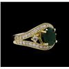 Image 1 : 14KT Yellow Gold 1.63 ctw Emerald and Diamond Ring