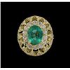 Image 2 : 14KT Yellow Gold 2.28 ctw Emerald and Diamond Ring