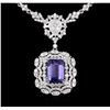 Image 2 : 5.88 ctw Tanzanite and Diamond Necklace - 18KT White Gold