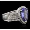 Image 1 : 14KT White Gold 4.81 ctw Tanzanite and Diamond Ring