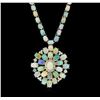 Image 2 : 14KT White Gold 30.53 ctw Opal and Diamond Necklace