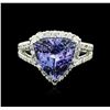 Image 2 : 14KT White Gold 4.78 ctw Tanzanite and Diamond Ring
