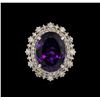 Image 2 : 14KT White Gold 11.11 ctw Amethyst and Diamond Ring