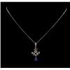 Image 2 : 0.82 ctw Blue Sapphire and Diamond Necklace - 18KT White Gold