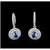 Image 1 : 14KT White Gold 2.83 ctw Tanzanite and Diamond Earrings