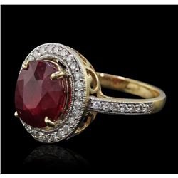 14KT Yellow Gold 4.98 ctw Ruby and Diamond Ring