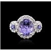 Image 2 : 14KT White Gold 3.07 ctw Tanzanite, Sapphire and Diamond Ring