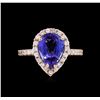 Image 2 : 14KT Rose Gold 2.77 ctw Tanzanite and Diamond Ring