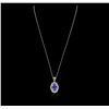 Image 2 : 18KT White Gold 6.20 ctw Tanzanite and Diamond Pendant With Chain