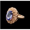 Image 1 : 14KT Rose Gold 5.34 ctw Tanzanite and Diamond Ring