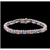 Image 1 : 14KT White Gold 6.30 ctw Sapphire, Tanzanite and Diamond Bracelet