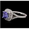 Image 2 : 14KT White Gold 1.47 ctw Tanzanite and Diamond Ring