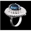 Image 3 : 14KT White Gold 14.73 ctw Topaz and Diamond Ring