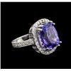 Image 1 : 9.26 ctw Tanzanite and Diamond Ring - 14KT White Gold