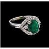 Image 1 : 1.60 ctw Emerald and Diamond Ring - 18KT White Gold