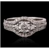 Image 1 : 14KT White Gold 0.88 ctw Diamond Ring
