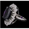 Image 2 : 14KT White Gold 11.35 ctw Amethyst and Diamond Ring