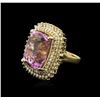 Image 1 : 14KT Yellow Gold 36.29 ctw Kunzite and Diamond Ring