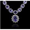 Image 1 : 14KT White Gold 33.55 ctw Tanzanite and Diamond Necklace
