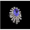 Image 1 : 5.95 ctw Tanzanite and Diamond Ring - 14KT White Gold