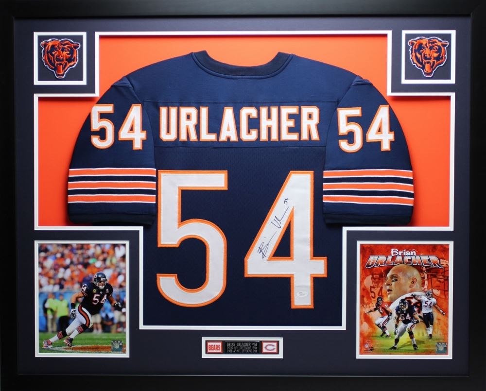 Brian Urlacher Signed Bears 35" x 43" Custom Framed Jersey (JSA COA)