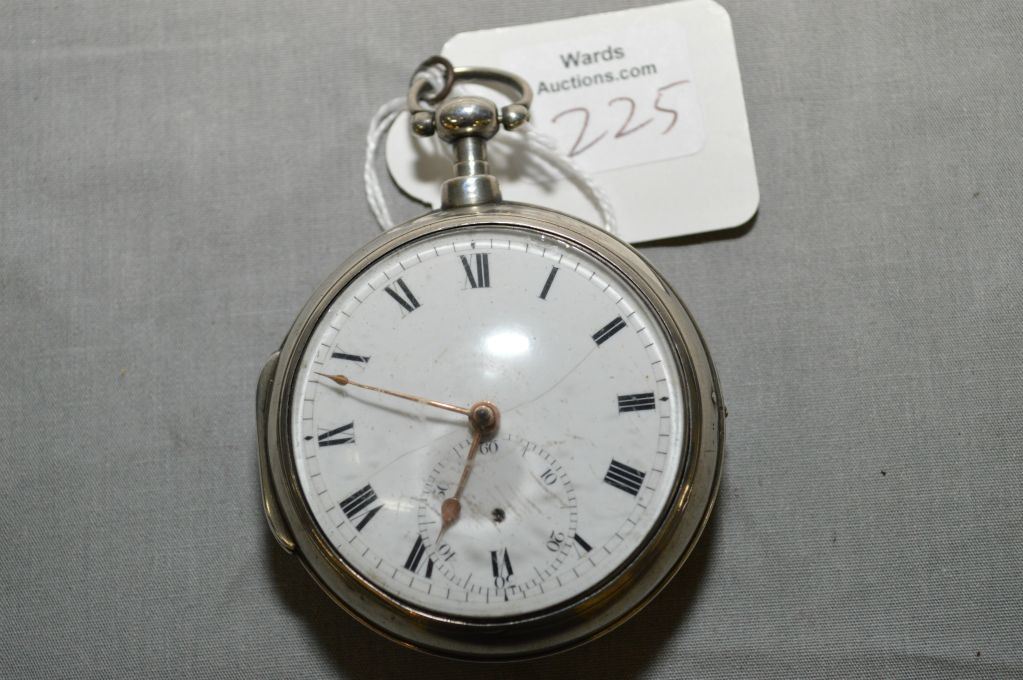 British hallmarked sterling cased and sterling key wind antique pocket