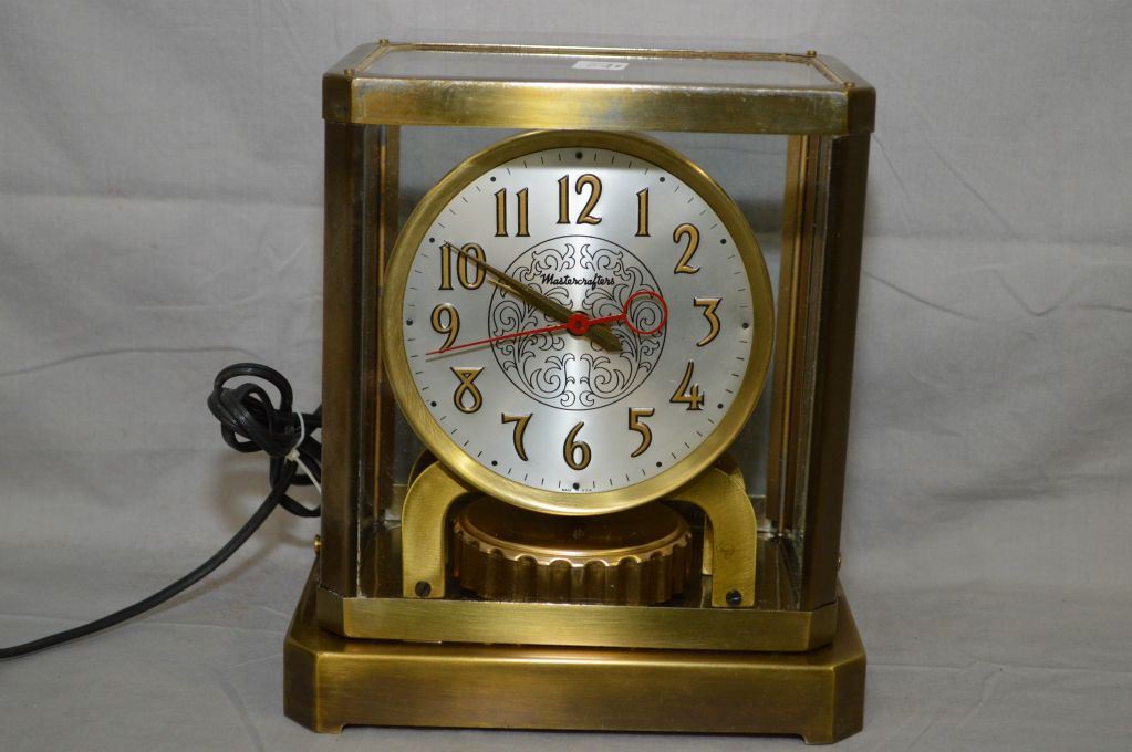 Brass and glass American made MasterCrafters electric mantle clock
