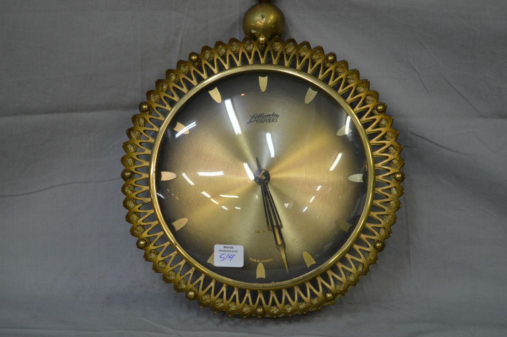 Vintage German "Atlanta Univers" 7 jewel Sunburst wall clock