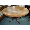 Image 1 : Antique Victorian burn walnut tilt top loo table with inlaid banding on top surface and pedestal wit